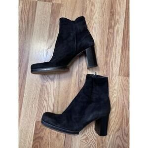 Robert Clergerie Black Suede Platform Booties 8.5 Made In France